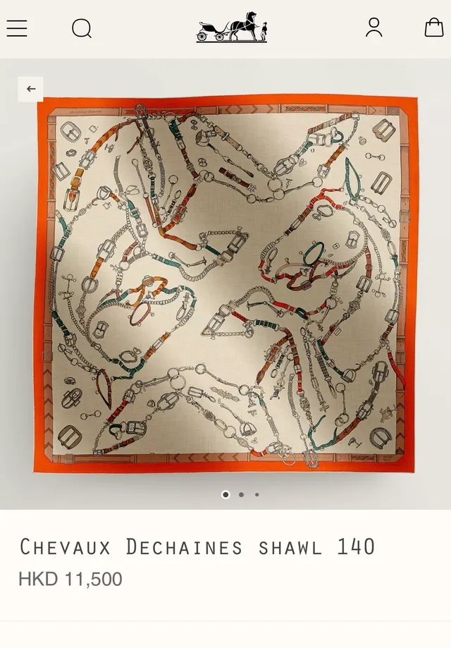 Hermès बेज नारंगी घुड़सवार मोटिफ प्रिंट डबल-फेस्ड सिल्क स्कार्फ 2