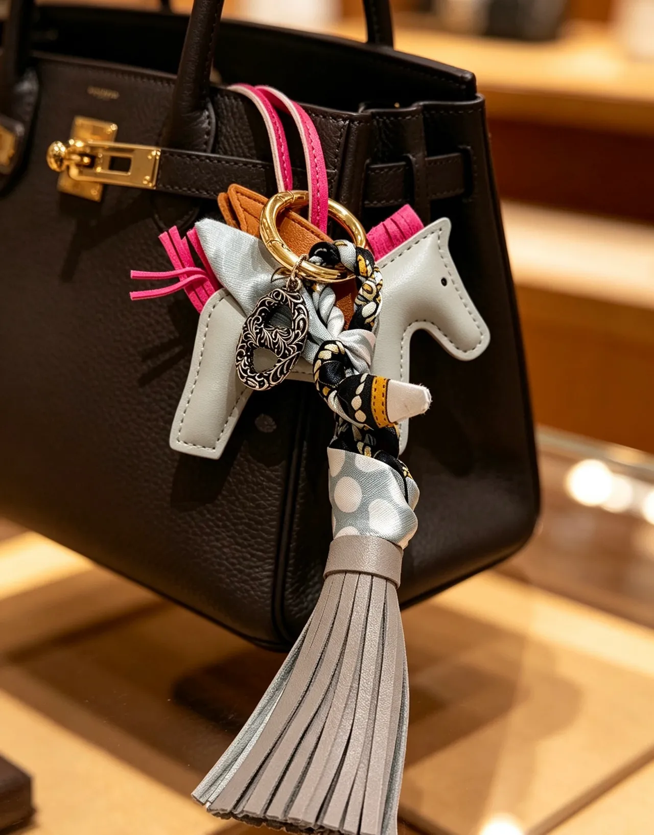 Hermès Marrom Rosa Couro Granulado Alça Superior Bolsa Boston 4