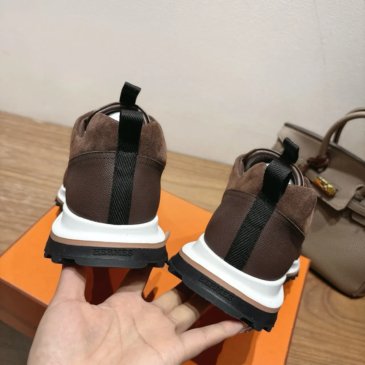 Hermès Brown Suede and Leather Lifestyle Sneakers 4