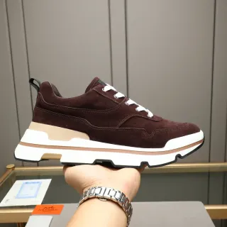 Hermès حذاء رياضي بني سويد كعب سميك لايف ستايل