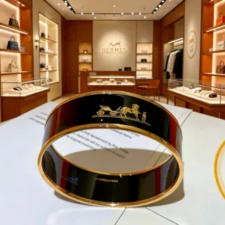 Hermès Calèche 黑金 搪瓷 刚性手镯