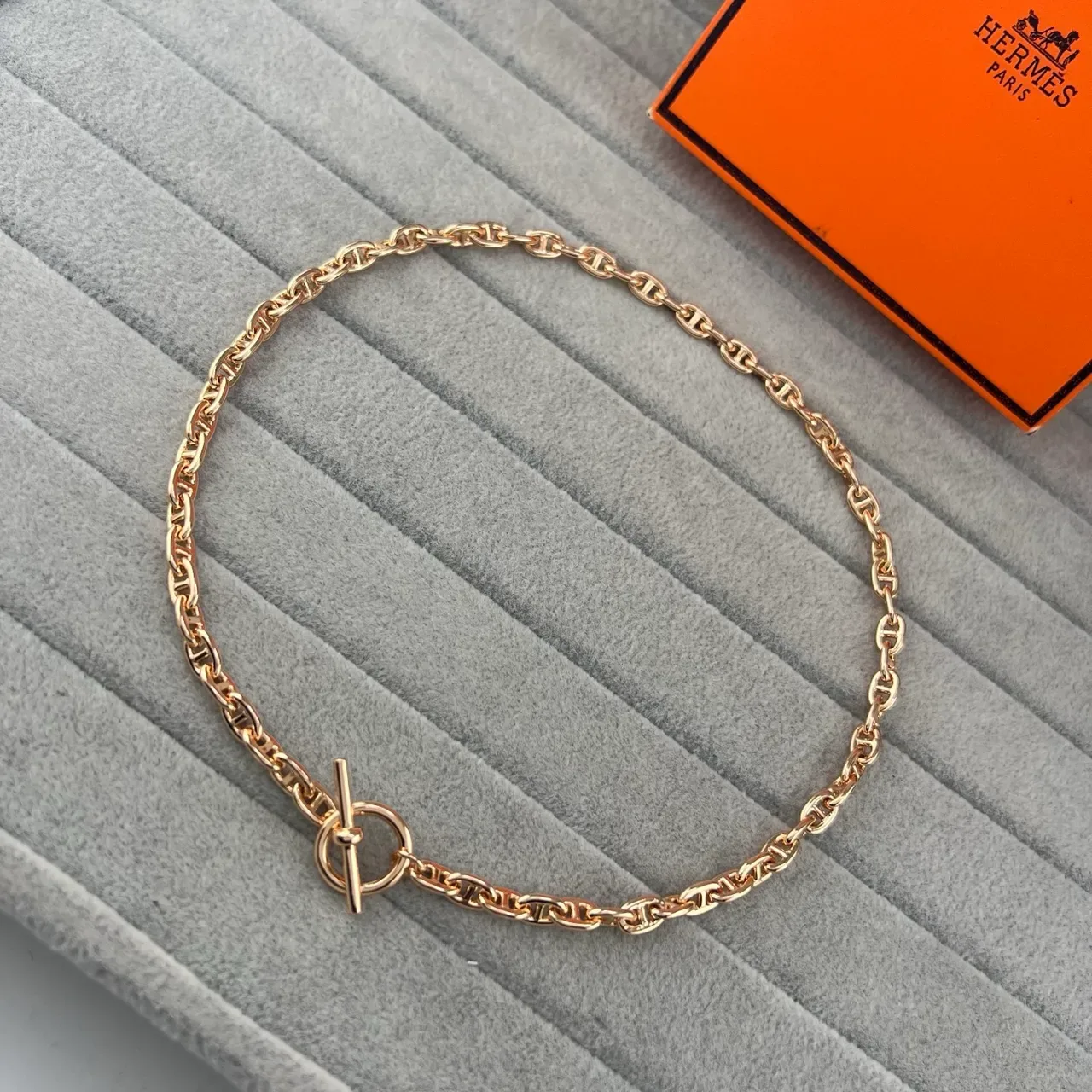 قلادة Hermès Chaine d'Ancre بوصلات مرساة ومشبك تبديل 4