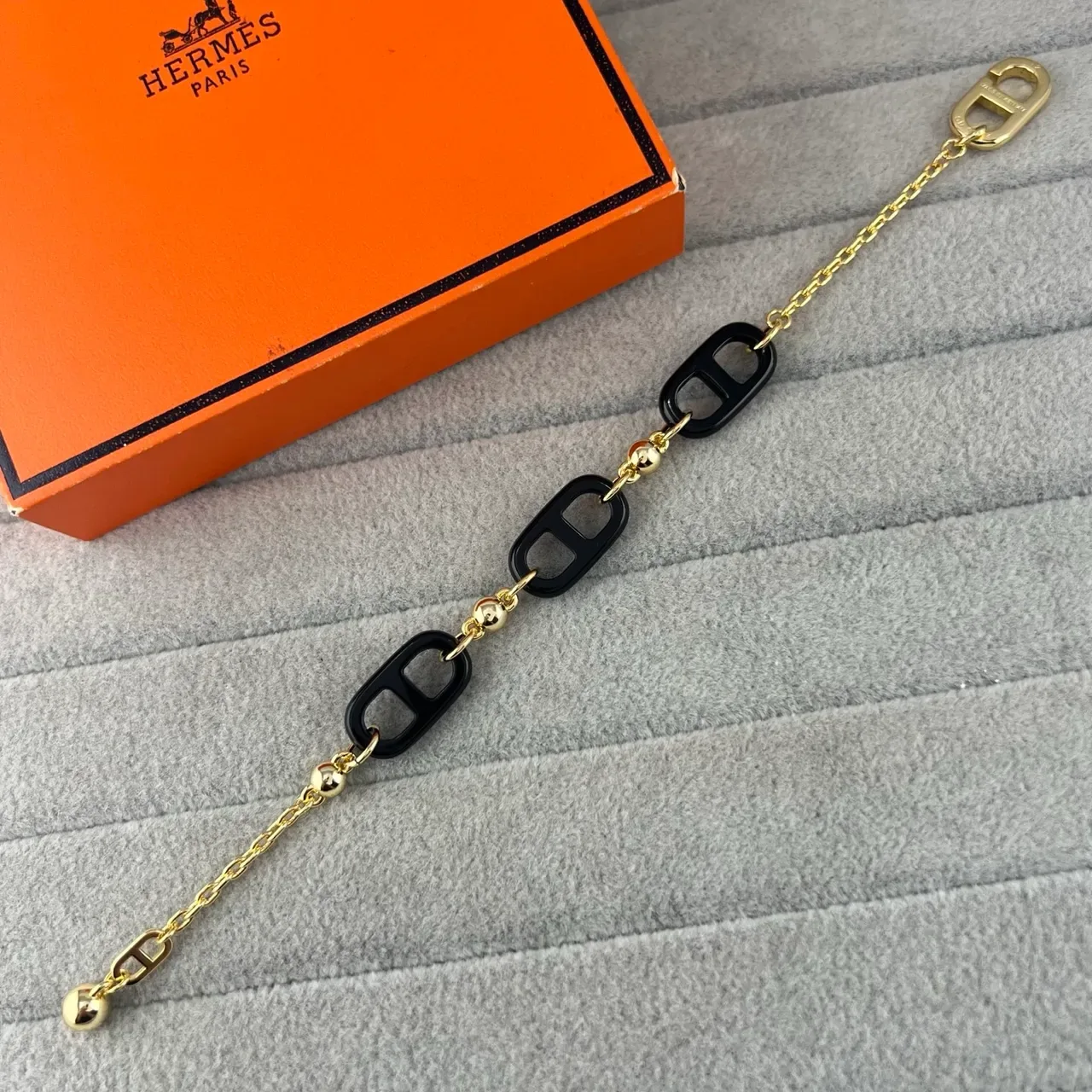 Hermès Chaine d'Ancre سوارة سلسلة ريزين ومعدن أسود 5