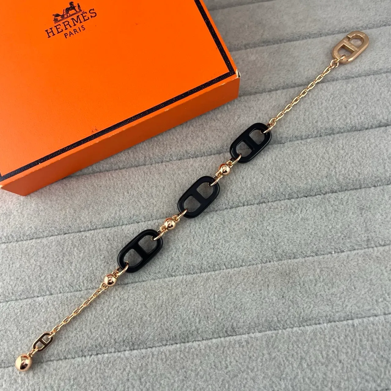 Hermès Chaine d'Ancre سوارة سلسلة ريزين ومعدن أسود 6