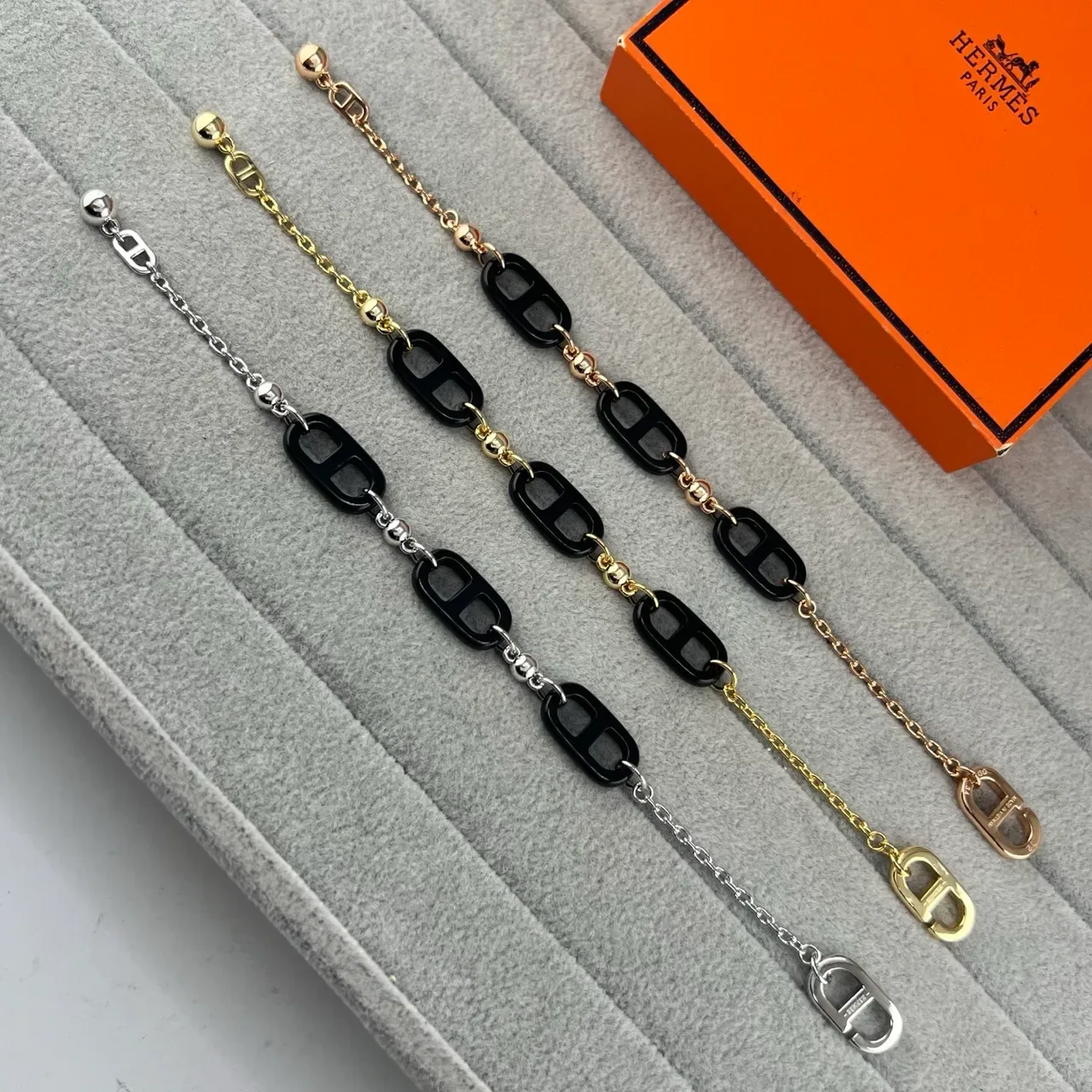 Hermès Chaine d'Ancre سوارة سلسلة ريزين ومعدن أسود 7