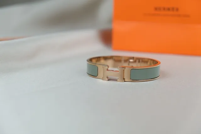 Hermès Clic H Or Gris Bracelet Rigide à Fermeture 3
