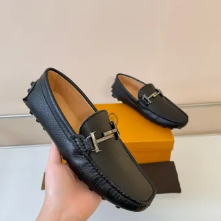 Hermès H لافر أسود جلد منسوج Pebble-Sole لافر