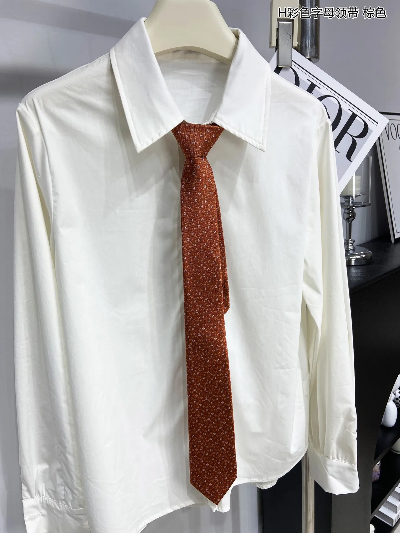 Hermès H Monogram Brown Necktie 8