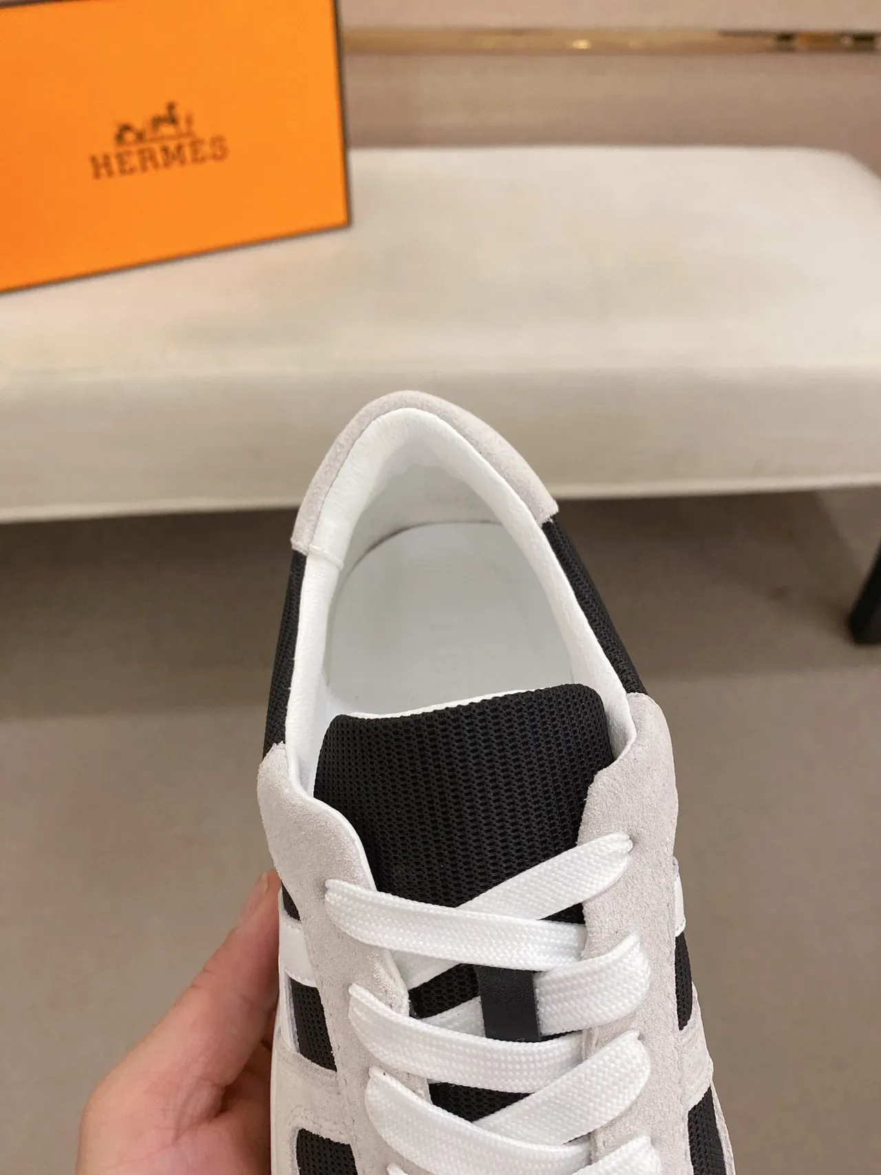 Hermès H-Sneaker Gray Black White Lifestyle Sneakers 6