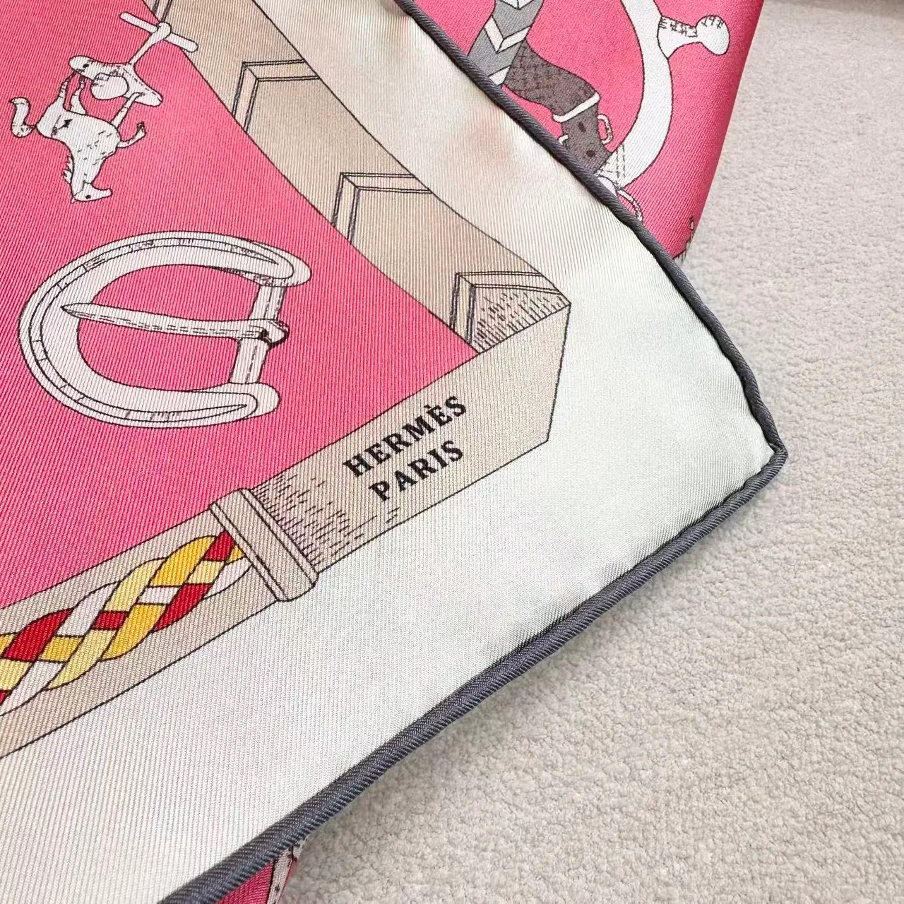 Hermès Les Crevages de Chamane Pink Silk Scarf 3
