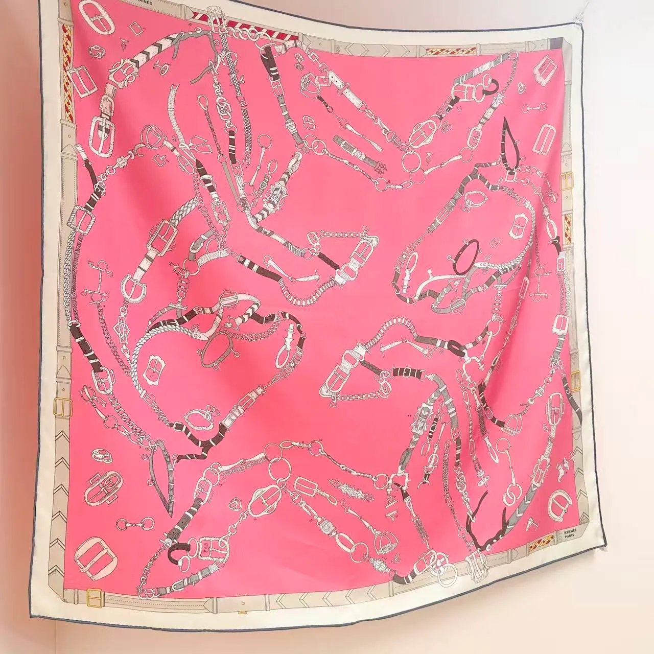 Hermès Les Crevages de Chamane Pink Silk Scarf 5