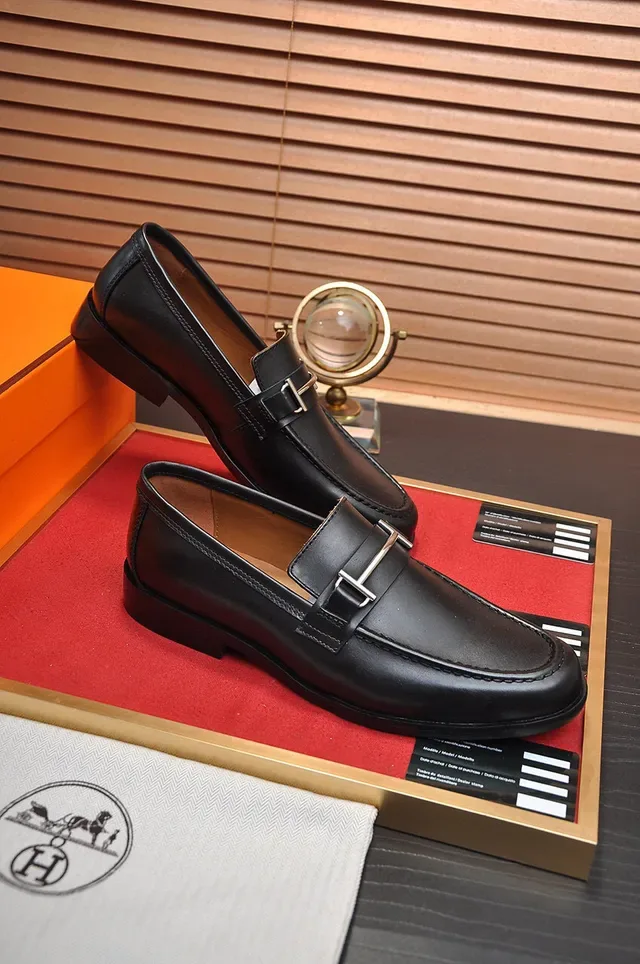 Hermès Oran Black Leather Horsebit Loafers 5