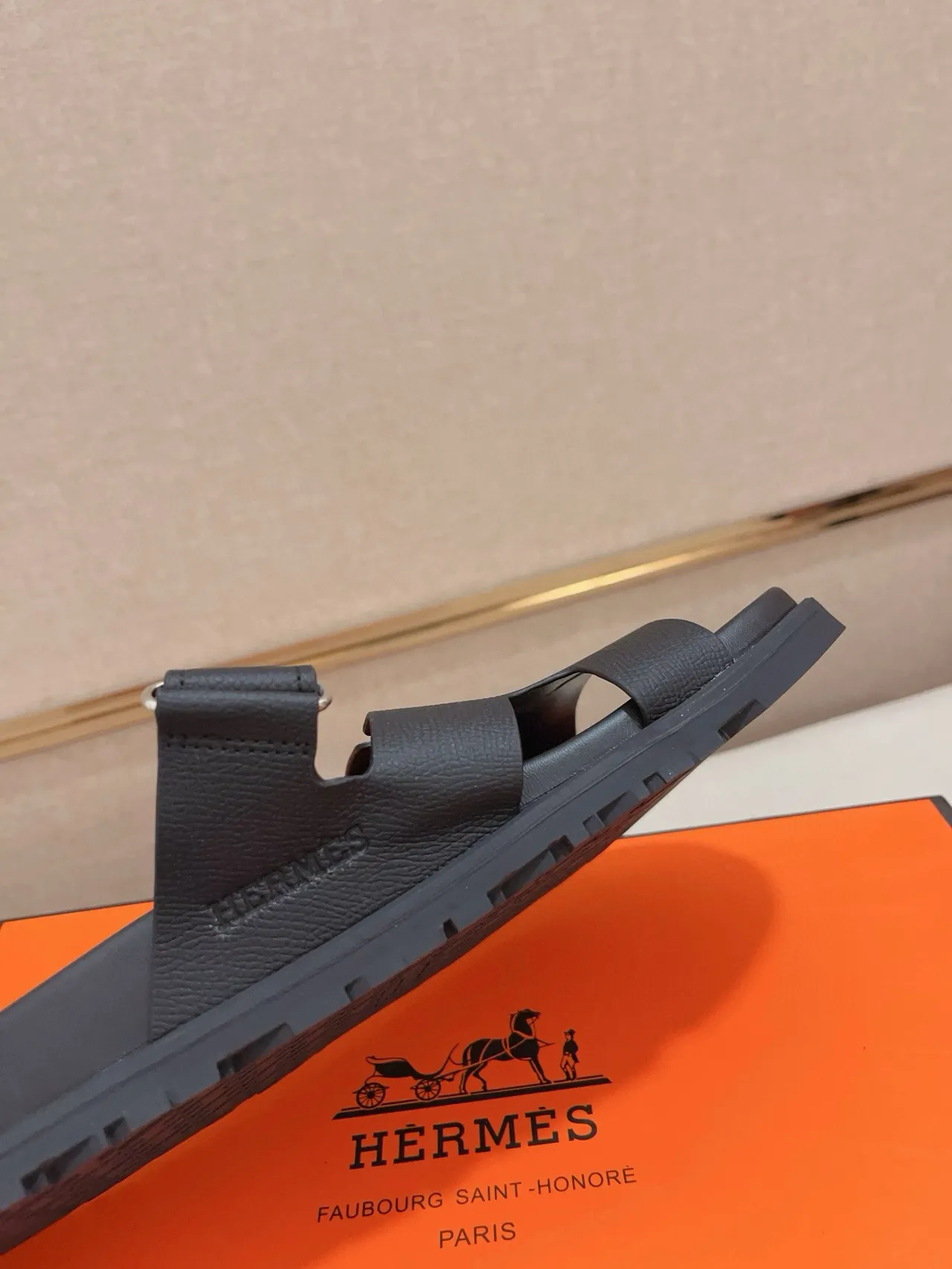 Hermès Oran Slide Sandales Noires Casuales 6