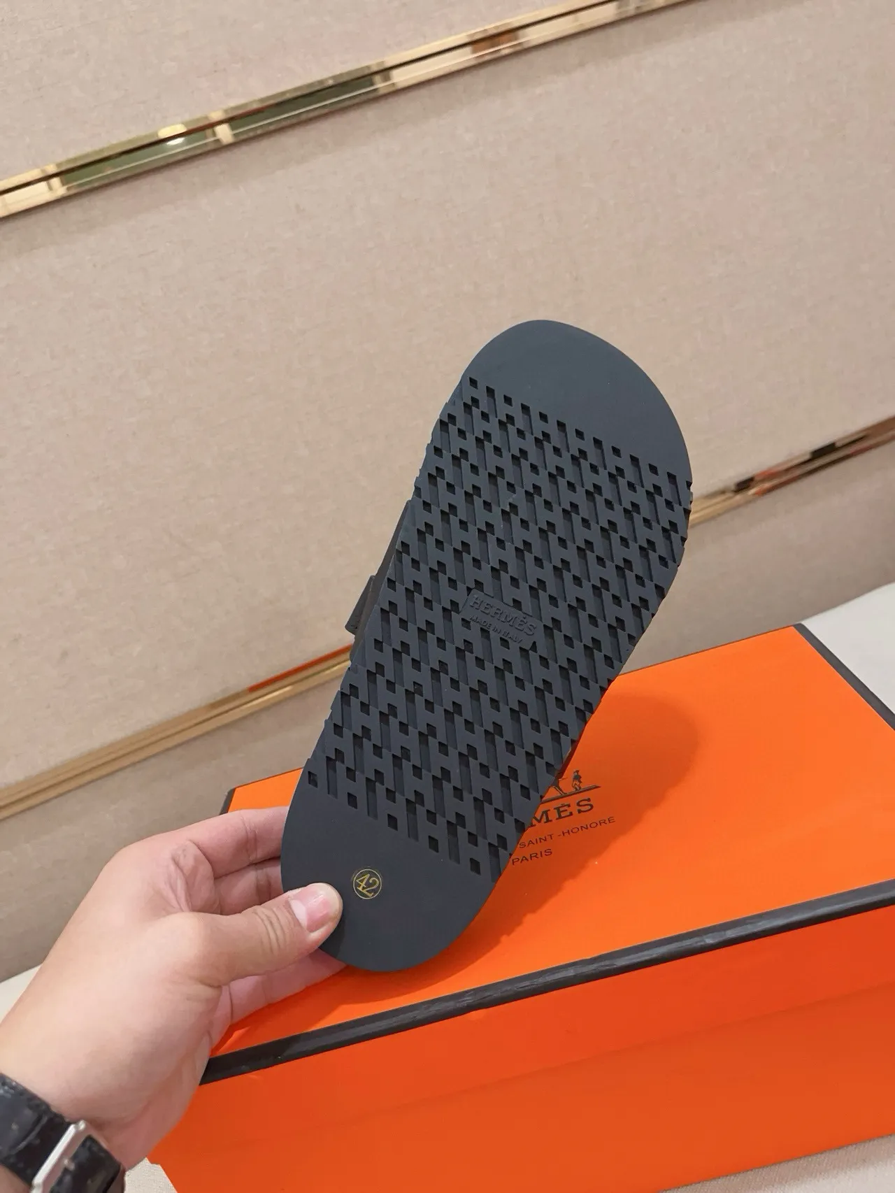 Hermès Oran Slide Sandales Noires Casuales 9