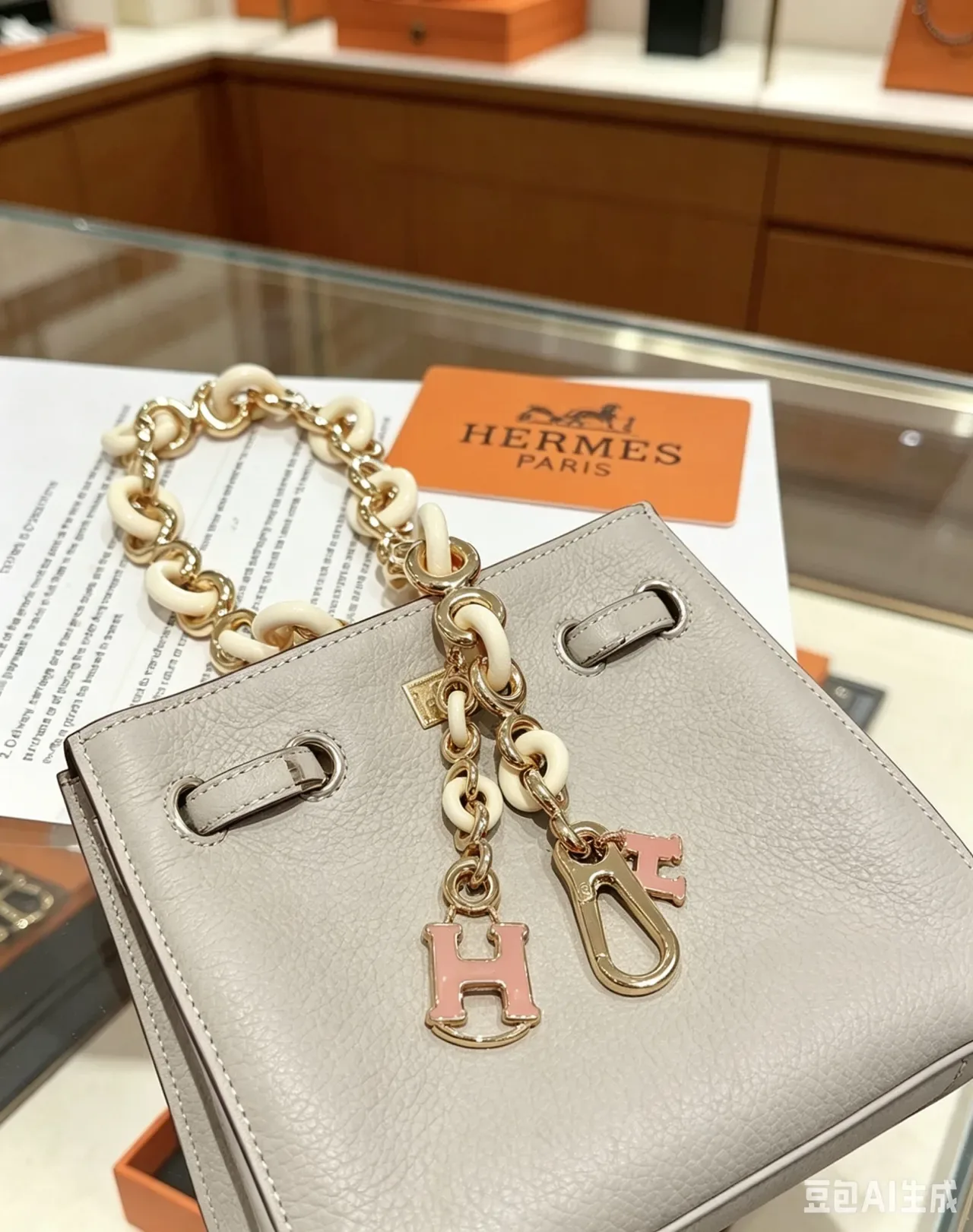 Hermès Picotin Lock Mini Off-White রেজিন চেইন হ্যান্ডব্যাগ 6