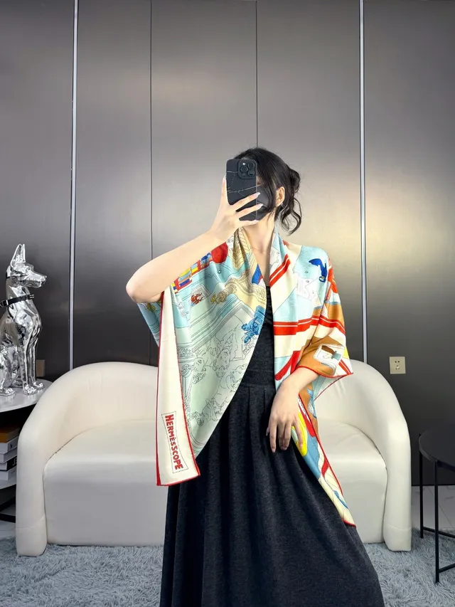 Hermès Printed Architectural and Playing Card Motif Silk Scarf 4