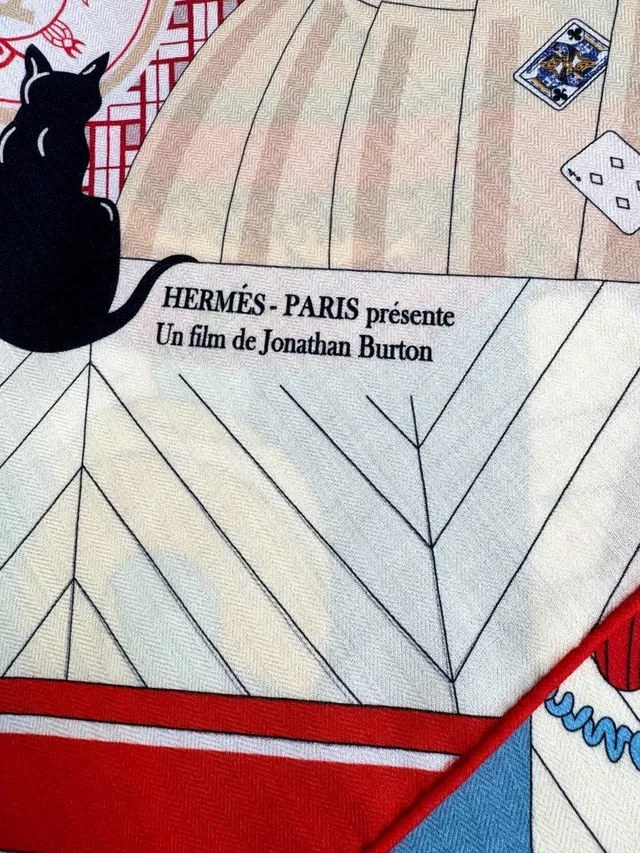 Hermès Printed Architectural and Playing Card Motif Silk Scarf 9