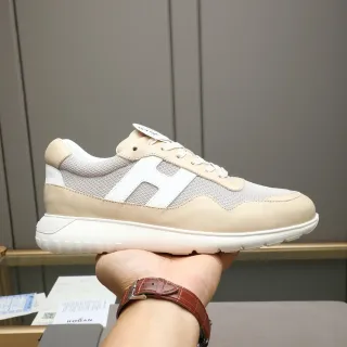 Hogan H-Logo Beige and Gray Lifestyle Sneakers