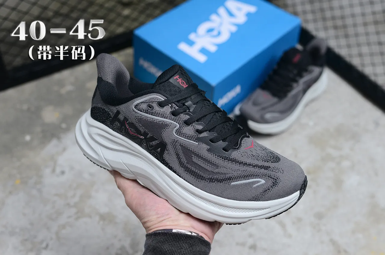 Hoka Clifton 灰白 工程针织鞋面 雕塑中底 跑鞋 3