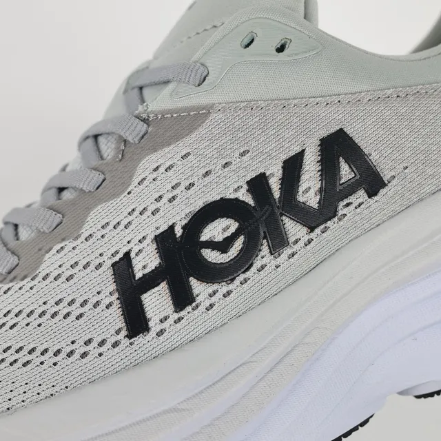 Hoka Gris Blanc Haut en Maille Ingénierisée Semelle Intermédiaire Empilée Amortie Chaussures de Course 6