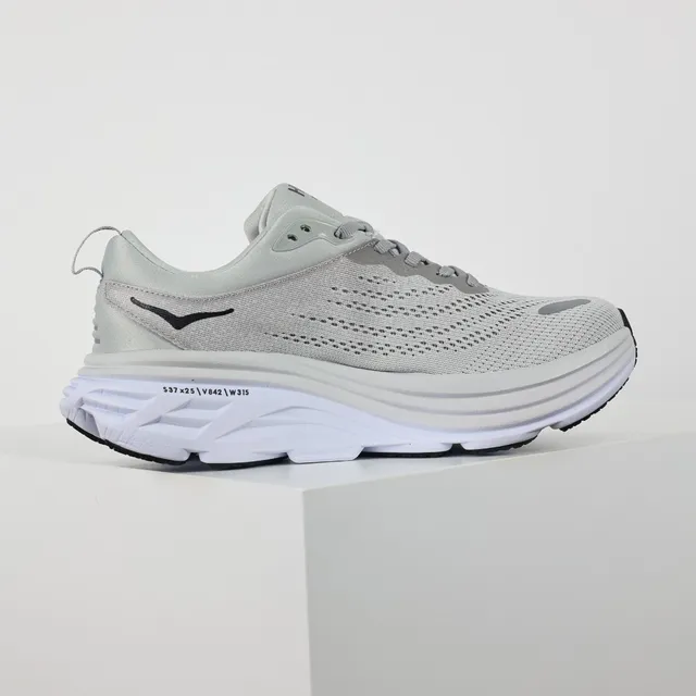 Hoka Gris Blanc Haut en Maille Ingénierisée Semelle Intermédiaire Empilée Amortie Chaussures de Course 7