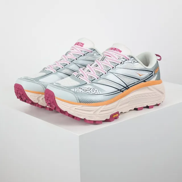 Hoka Mafate Speed 2 Cinza claro rosa laranja Tênis de corrida 2