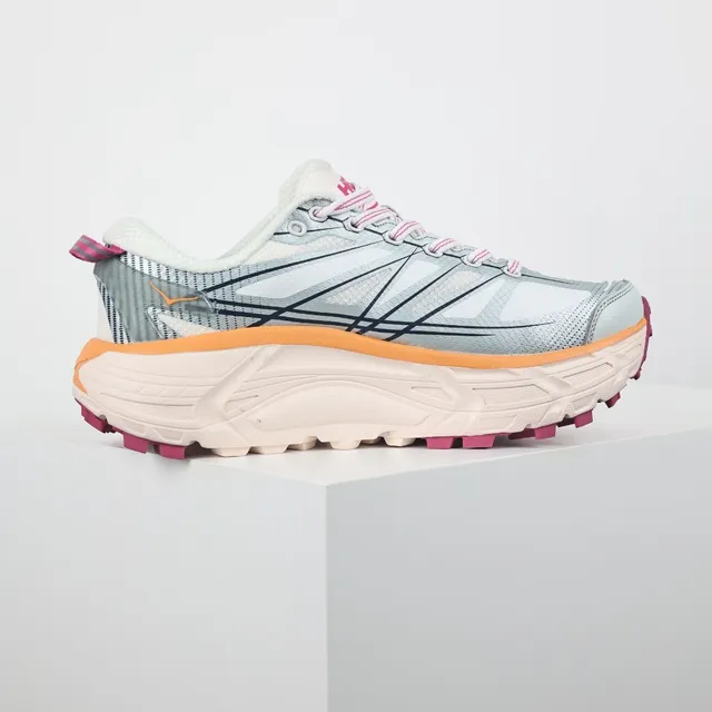Hoka Mafate Speed 2 Cinza claro rosa laranja Tênis de corrida 7