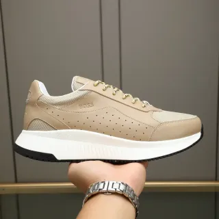 Hugo Boss Beige Perforated Leather Mesh Lifestyle Sneaker