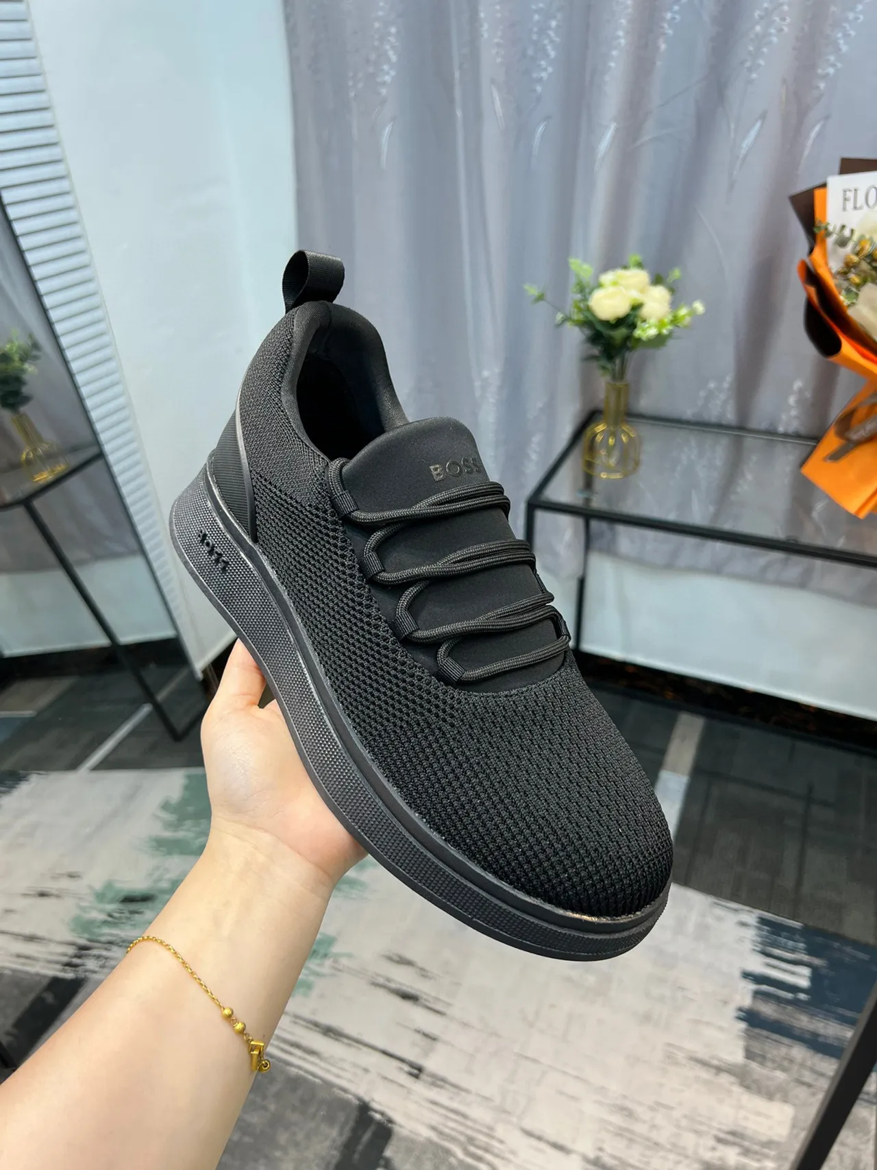 Hugo Boss Black Knit Slip-On Platform Lifestyle Sneakers 6