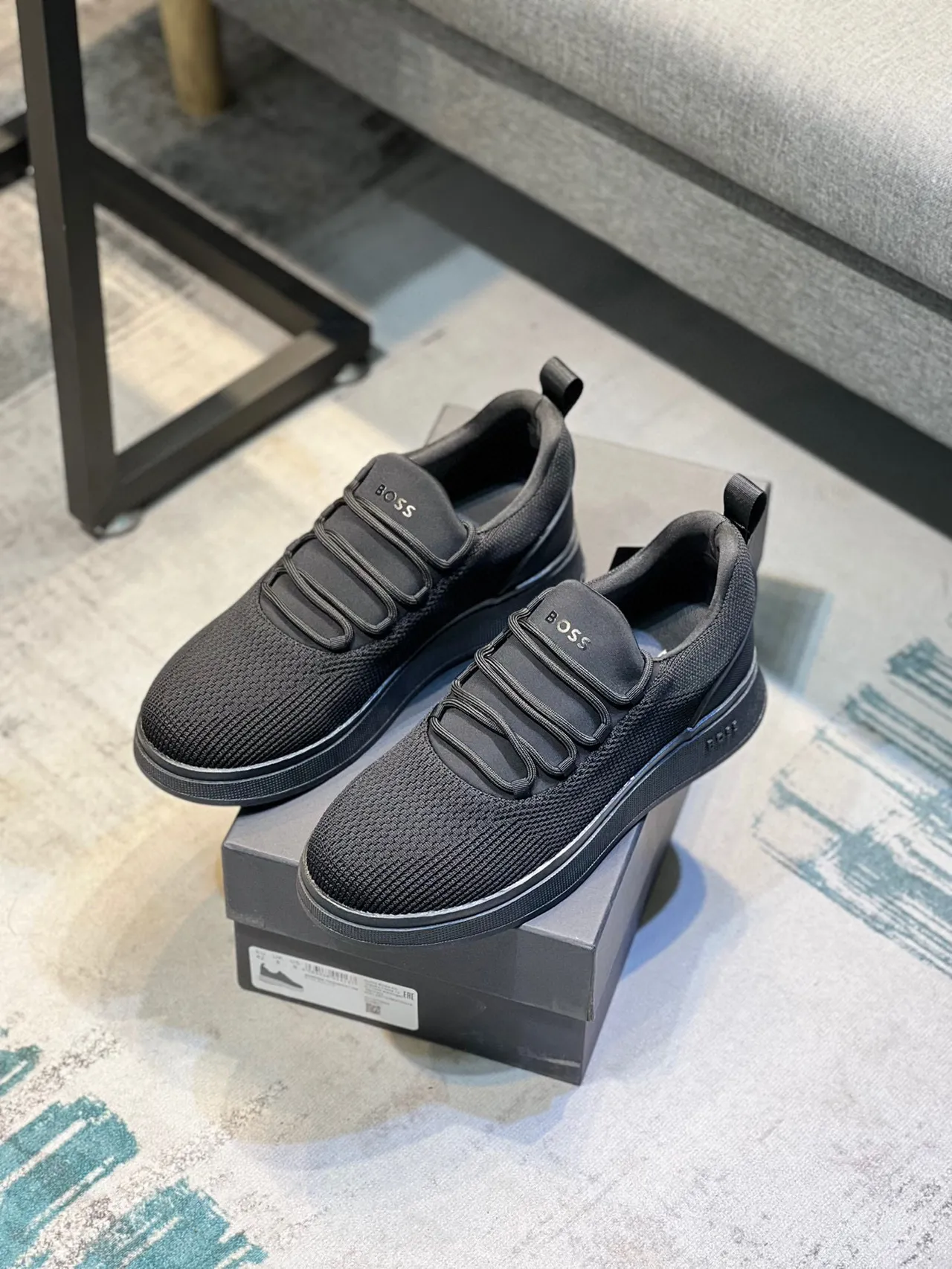 Hugo Boss Black Knit Slip-On Platform Lifestyle Sneakers 7