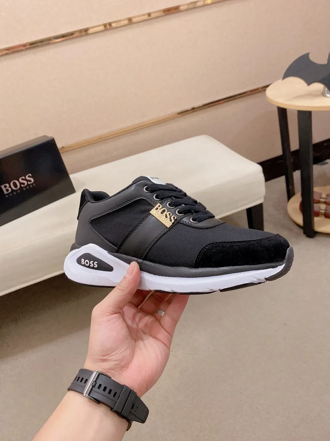 Hugo Boss 黑色混合材质生活方式运动鞋 5
