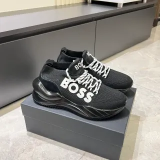 Hugo Boss Sneakers Negro Blanco Upper de Knit Suela Esculpida Chunky
