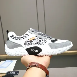 Hugo Boss Logo-Print sneakers lifestyle gris et blanc