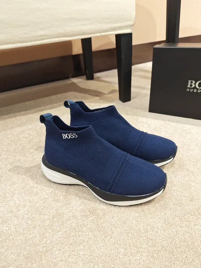 Hugo Boss 海军蓝针织套脚生活方式运动鞋 4