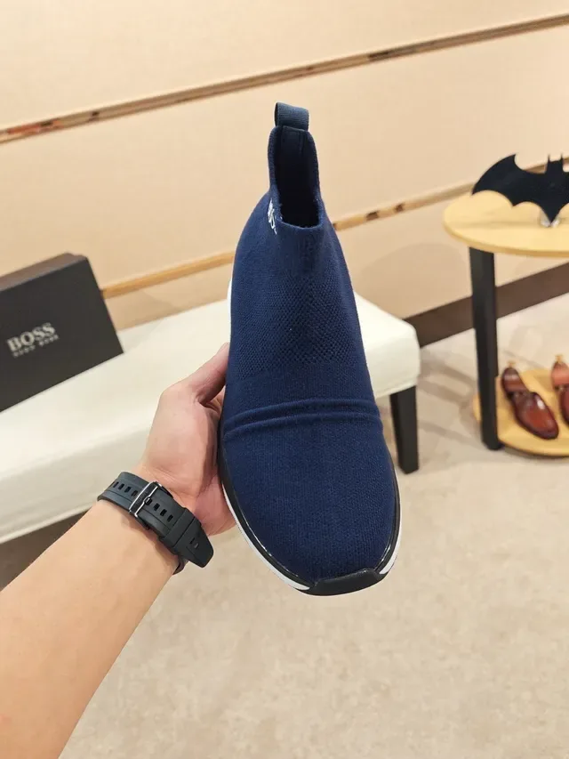 Hugo Boss 海军蓝针织套脚生活方式运动鞋 5