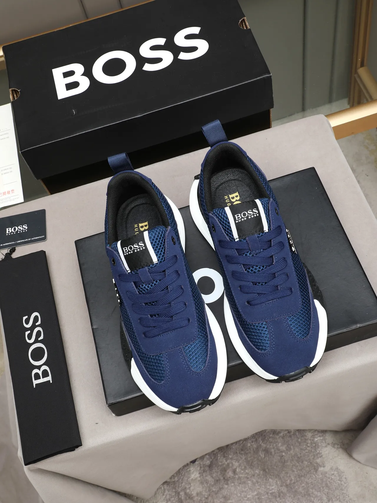 Hugo Boss Tênis Lifestyle de Malha e Camurça Navy 2