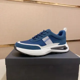 Hugo Boss Navy White Blue Daim et tissu avec rayure contrastée sneakers lifestyle