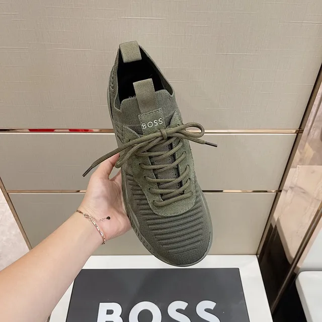 Hugo Boss Tênis Lifestyle Verde Oliva Malha Canelada 5