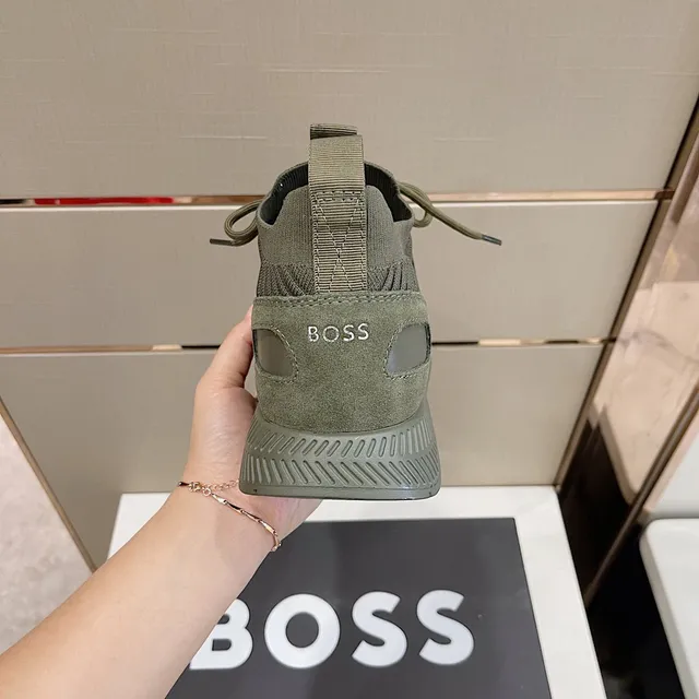 Hugo Boss Tênis Lifestyle Verde Oliva Malha Canelada 6