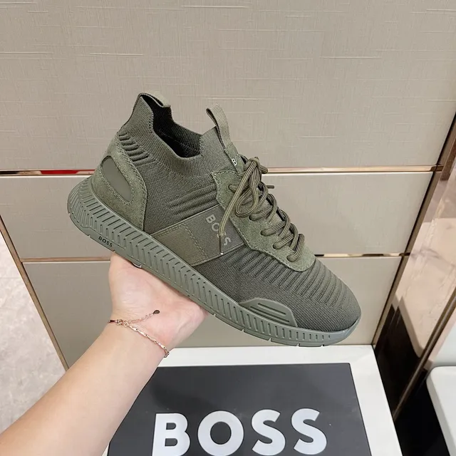 Hugo Boss Tênis Lifestyle Verde Oliva Malha Canelada 7