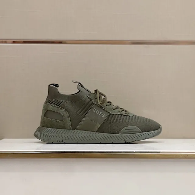 Hugo Boss Tênis Lifestyle Verde Oliva Malha Canelada 9