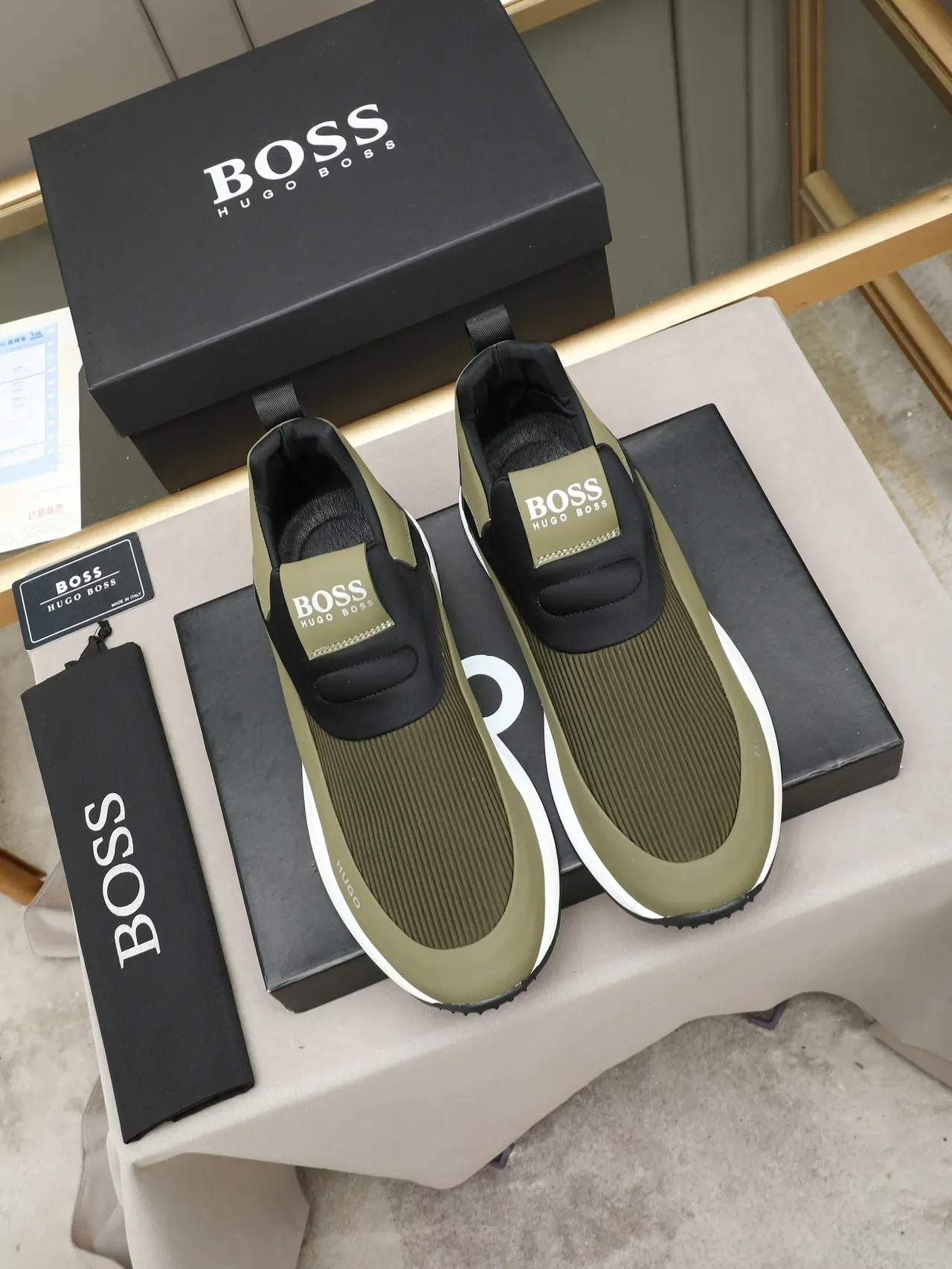 Hugo Boss حذاء رياضي أسلوب الحياة سليب أون أخضر زيتوني 2