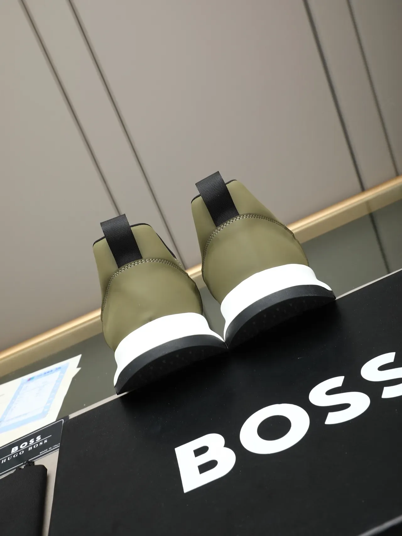 Hugo Boss حذاء رياضي أسلوب الحياة سليب أون أخضر زيتوني 3