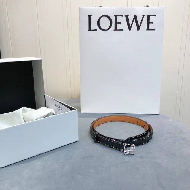 Loeve Anagram Belt أسود بني تغليف مزدوج خياطة مقارنة حزام جلد 3