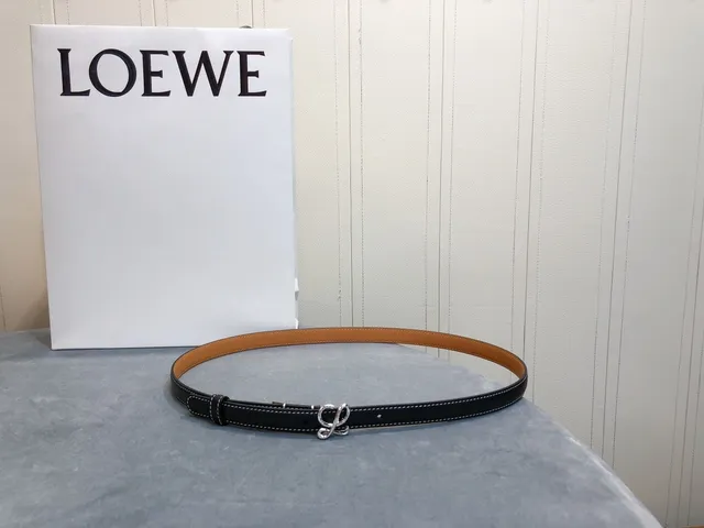 Loeve Anagram Belt أسود بني تغليف مزدوج خياطة مقارنة حزام جلد 4