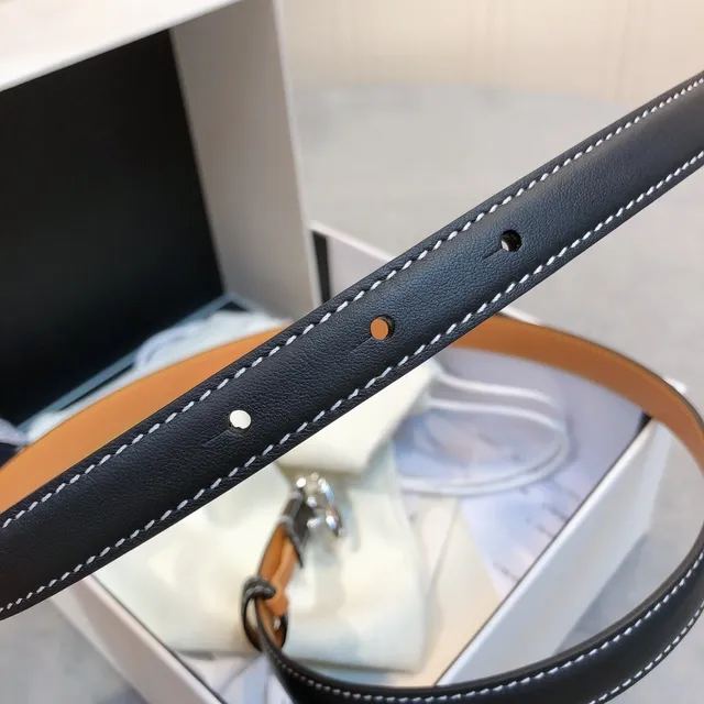 Loeve Anagram Belt أسود بني تغليف مزدوج خياطة مقارنة حزام جلد 5
