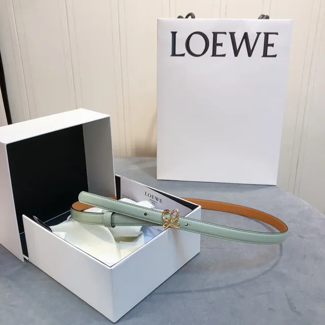 Loewe Anagram Belt মিন্ট সবুজ এবং বাদামি চামড়া বেল্ট 4