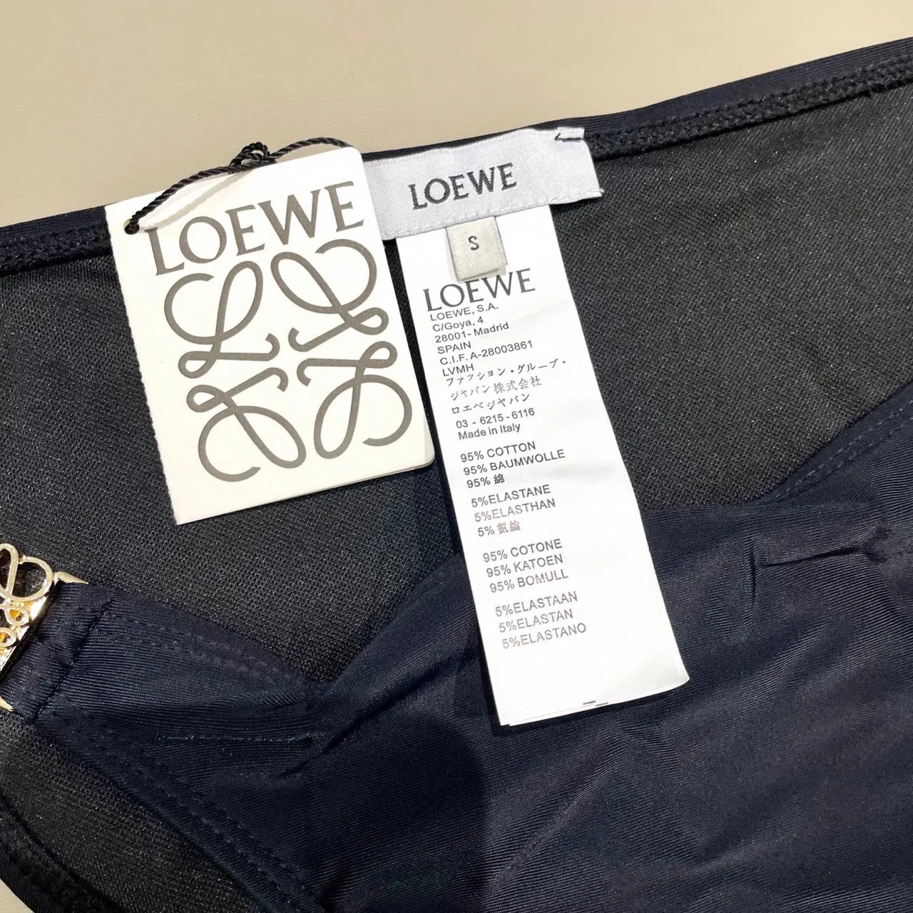 Loeve Anagram Hardware Noir Or Halter Triangle Haut Attaches Latérales Maillot de bain 5