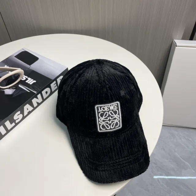 Loewe Anagram Logo Casquette baseball en velours côtelé noir 6