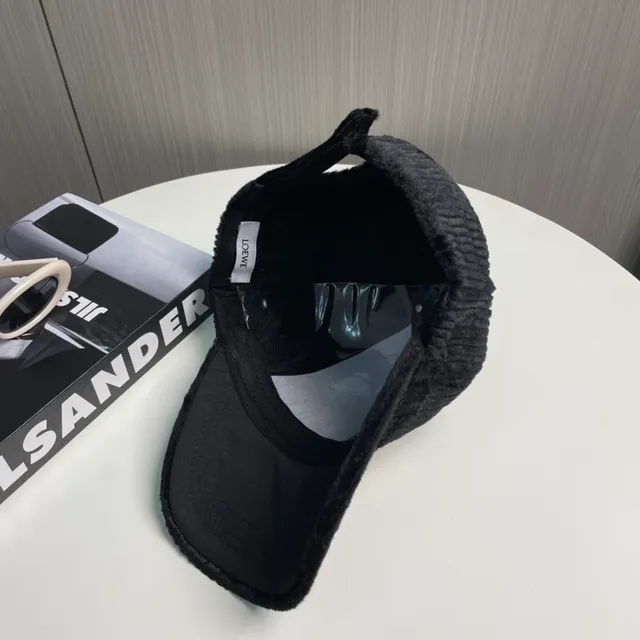 Loewe Anagram Logo Casquette baseball en velours côtelé noir 8